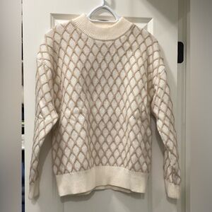 Chic Cream and Tan Women's Crew Neck Sweater - Size S - NWOT